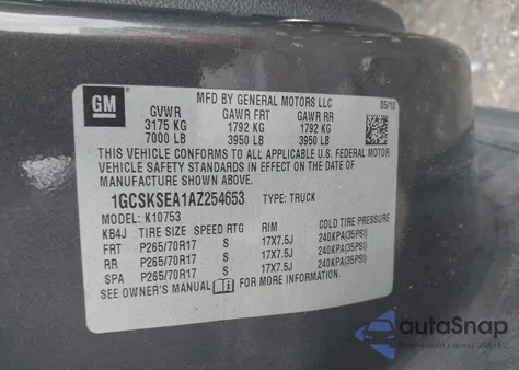 2010 Chevrolet Silverado 1500 Lt z USA, uszkodzony, nr VIN 1GCSKSEA1AZ254653